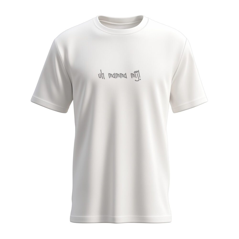 t-shirt comix uh mamma mij bianco grigio