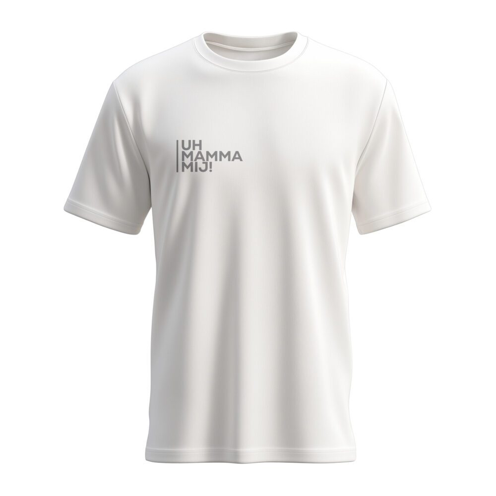 t-shirt uh mamma mij bianco grigio