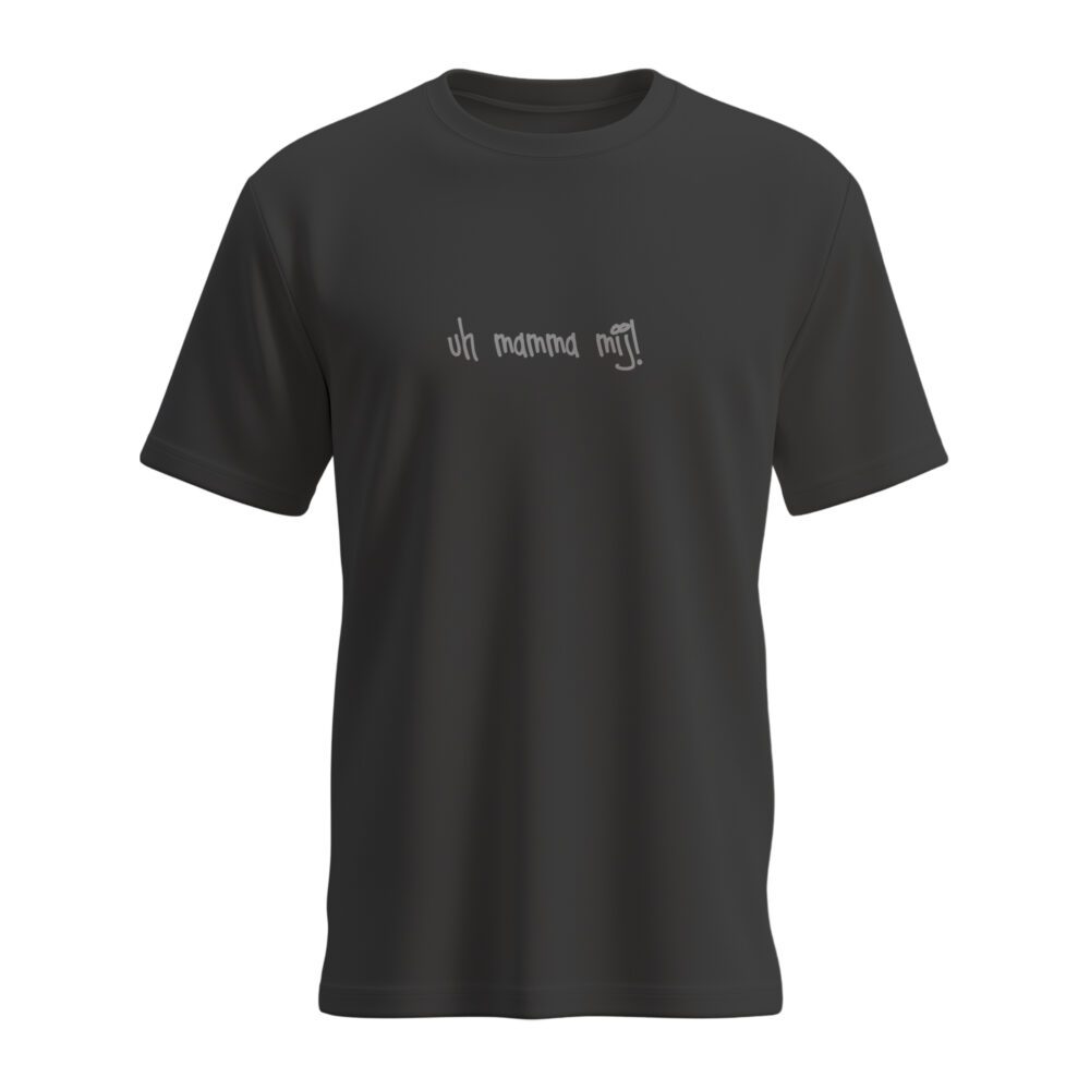 t-shirt comix uh mamma mij nero grigio