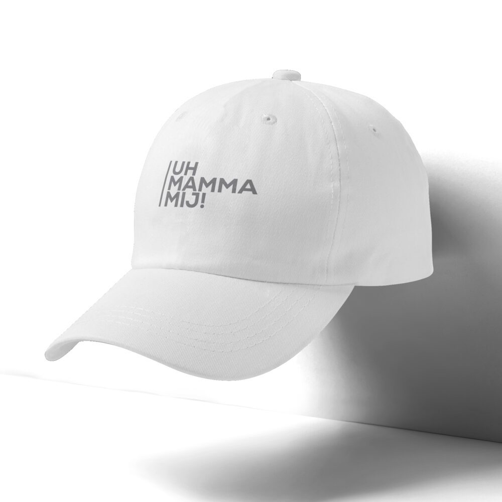 cappello uh mamma mij bianco grigio