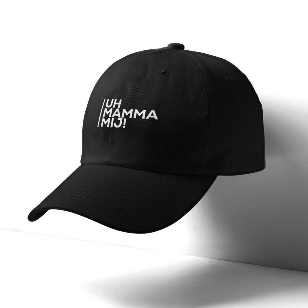 cappello uh mamma mij nero bianco