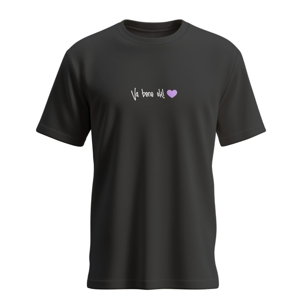 t-shirt va bene ok comix nera con cuore